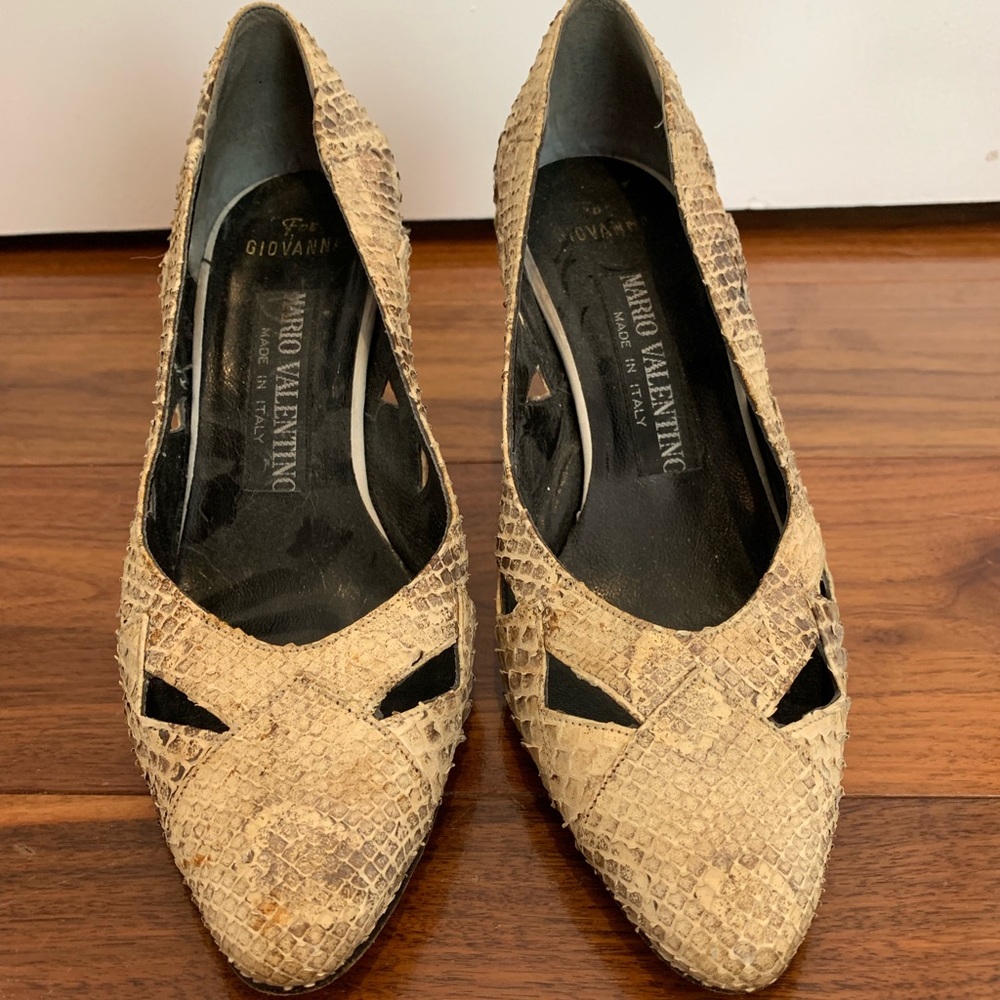 Mario Valentino snake skin heels